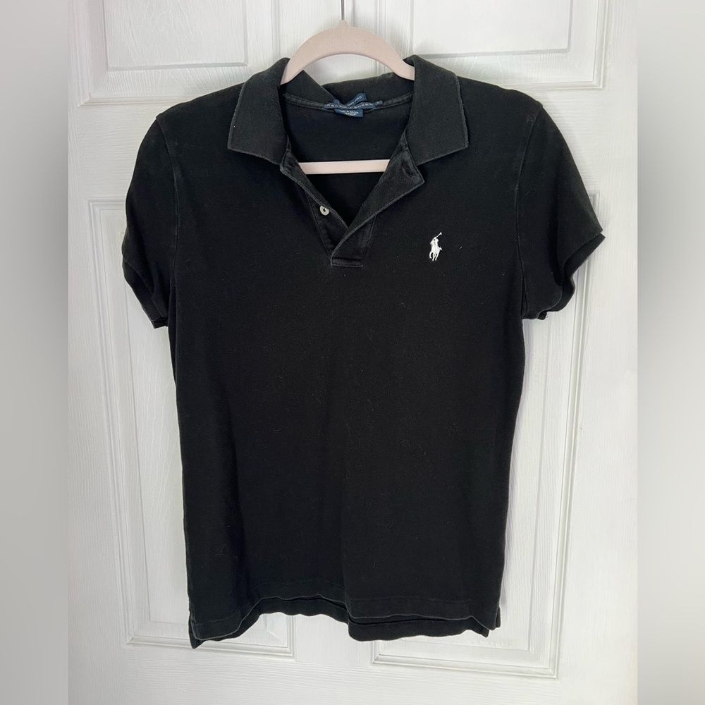 Ralph Lauren Black Polo Shirt with White Pony Logo